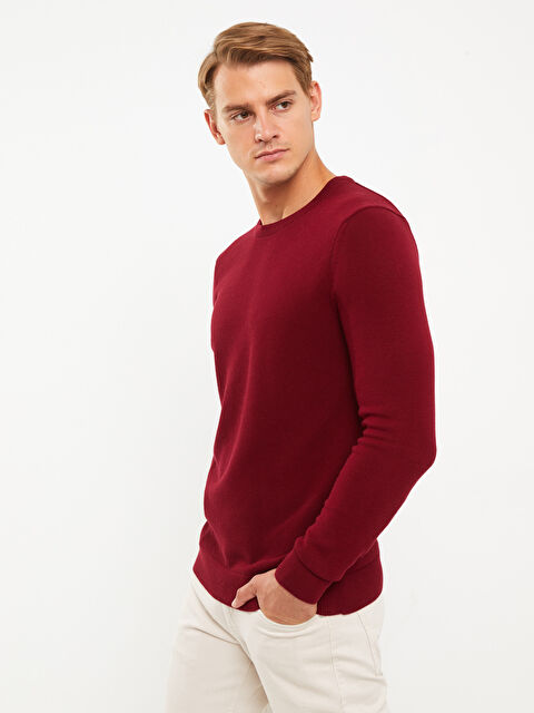 LCWAIKIKI Basic Crew Neck Long Sleeve Men's Tricot Sweater - W27658Z8-DNF