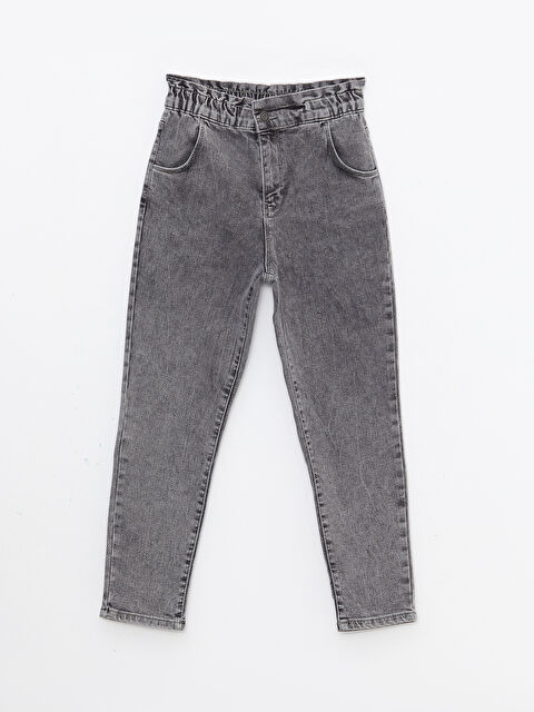 LCW Kids Beli Lastikli Kız Çocuk Jean Pantolon - W27752Z4-502