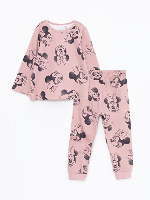 LCW baby Bisiklet Yaka Uzun Kollu Minnie Mouse Baskılı Kız Bebek Pijama Takım - W27829Z1-LT8