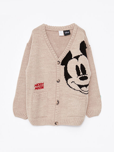 LCW baby V Yaka Uzun Kollu Mickey Mouse Desenli Erkek Bebek Triko Hırka - W27867Z1-RMZ