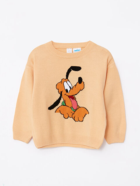 LCW baby Bisiklet Yaka Pluto Desenli Uzun Kollu Erkek Bebek Triko Kazak - W27870Z1-G3M