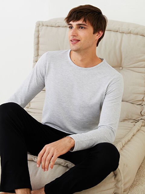 LC WAIKIKI Bisiklet Yaka Uzun Kollu Erkek Pijama Üst - W27931Z8-LAL