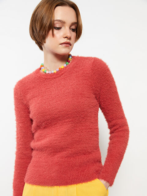 LCW Vision Bisiklet Yaka Düz Uzun Kollu Kadın Triko Kazak - W28047Z8-GQD