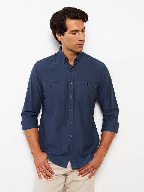 LCWAIKIKI Basic Regular Fit Uzun Kollu Gabardin Erkek Gömlek - W28059Z8-CS6