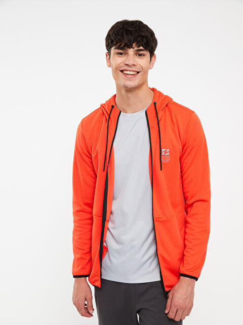 XSIDE ACTIVE Standart Kalıp Kapüşonlu Erkek Spor Hırka - W28527Z8-RDV
