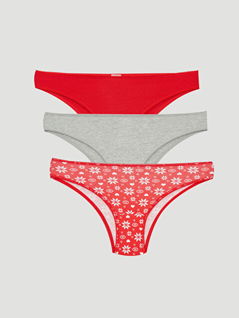 LCW DREAM Desenli Brazilian Külot 3'lü - W28653Z8-CT3