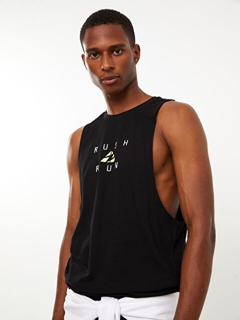 XSIDE ACTIVE Bisiklet Yaka Baskılı Erkek Kolsuz Tişört - W28770Z8-CVL