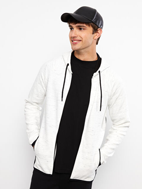 XSIDE Kapüşonlu Uzun Kollu Erkek Spor Hırka - W28832Z8-L9Y