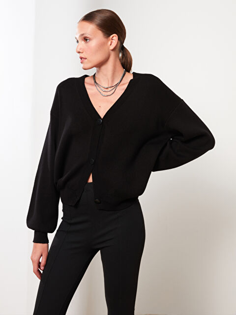 LCW Vision V Yaka Kadın Triko Hırka - W29008Z8-CVL