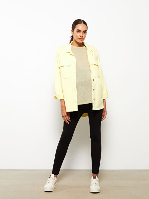 LCWAIKIKI Maternity Beli Lastikli Düz Pamuklu Hamile Tayt - W29045Z8-CVL