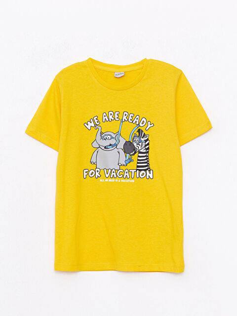 LCW Kids Crew Neck Printed Short Sleeve Cotton Boy T-shirt - W29179Z4-FW9