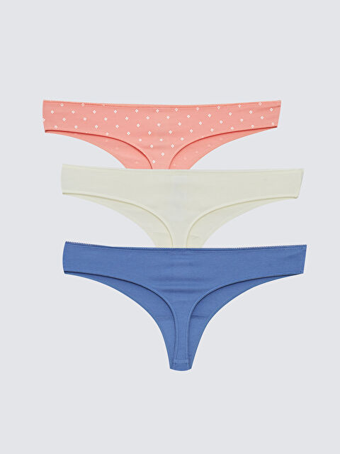LCW DREAM Patterned Women's Thong Panties 3 Pack - W29204Z8-LR4