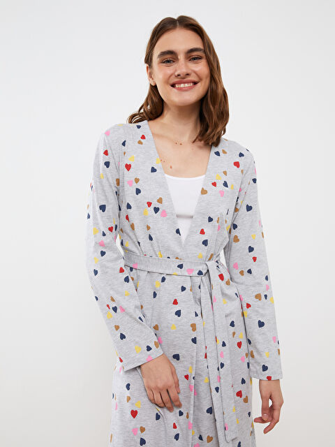 LCW DREAM Şal Yaka Desenli Uzun Kollu Kadın Sabahlık - W29236Z8-998