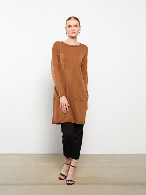 LCWAIKIKI Basic Crew Neck Plain Long Sleeve Women's Knitwear Tunic - W29430Z8-R1N