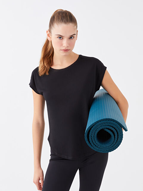 XSIDE ACTIVE Bisiklet Yaka Düz Kısa Kollu Kadın Spor Tişört - W29437Z8-CVL