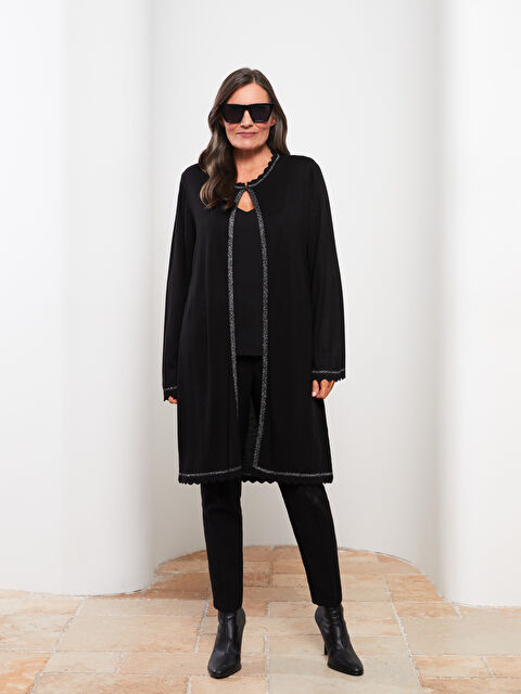 LCW Grace Bisiklet Yaka Sim Detaylı Uzun Kollu Kadın Hırka - W29566Z8-CVL