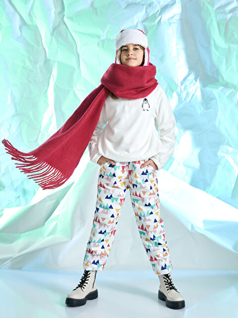 LCW Kids Beli Lastikli Desenli Kız Çocuk Jogger Pantolon - W29712Z4-LRA