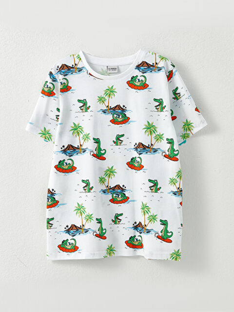 LCW Kids Bisiklet Yaka Baskılı Kısa Kollu Pamuklu Erkek Çocuk Tişört - W29731Z4-LRR