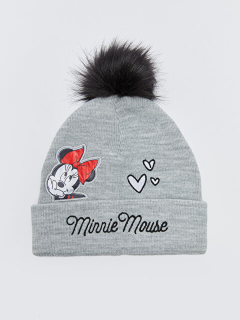 LCW ACCESSORIES Minnie Mouse Lisanslı Ponponlu Kız Çocuk Triko Bere - W29997Z4-CY9