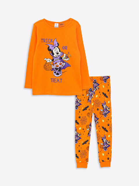 LCW baby Bisiklet Yaka Uzun Kollu Minnie Mouse Baskılı Kız Bebek Pijama Takım - W2AE12Z1-GMN