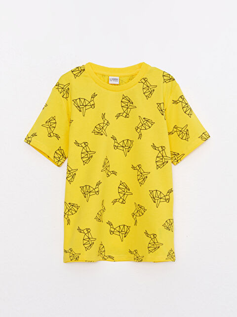 LCW Kids Bisiklet Yaka Baskılı Kısa Kollu Pamuklu Erkek Çocuk Tişört - W2AF71Z4-LQJ