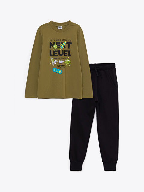 LCW ECO Crew Neck Printed Long Sleeve Boys' T-Shirt & Sweatpants - W2AJ54Z4-CTU