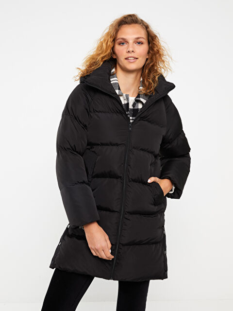 XSIDE Kadın Kapüşonlu Düz Şişme Mont - W2AJ56Z8-CVL