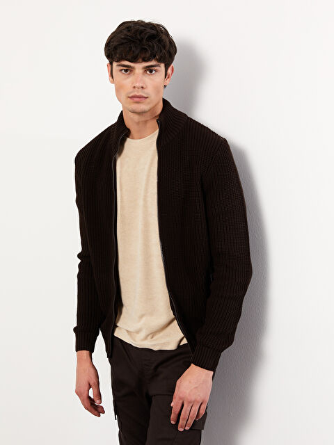 XSIDE Standart Kalıp Dik Yaka Erkek Triko Hırka - W2AK35Z8-RUG