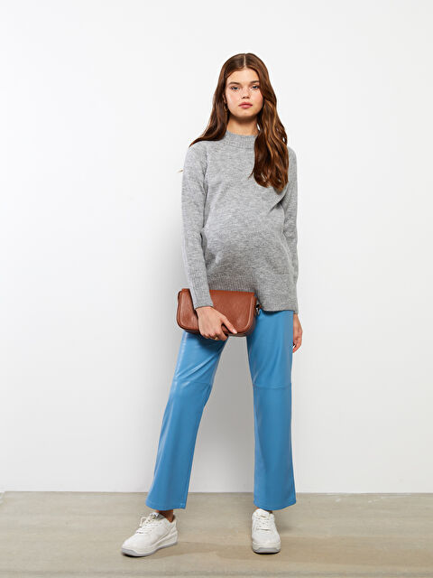 LCWAIKIKI Maternity Yarım Balıkçı Yaka Düz Uzun Kollu Hamile Triko Kazak - W2AL30Z8-LAL