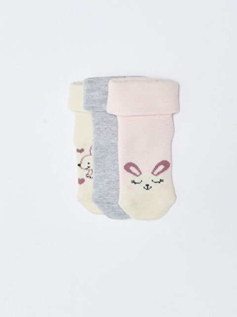 LCW baby Desenli Kız Bebek Havlu Soket Çorap 3'lü - W2AP17Z1-SF0