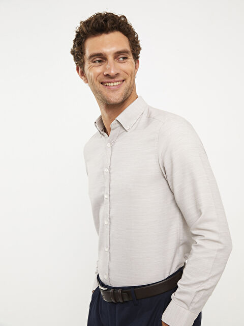 LCW BUSINESS Slim Fit Uzun Kollu Armürlü Erkek Gömlek - W2AT27Z8-S2W