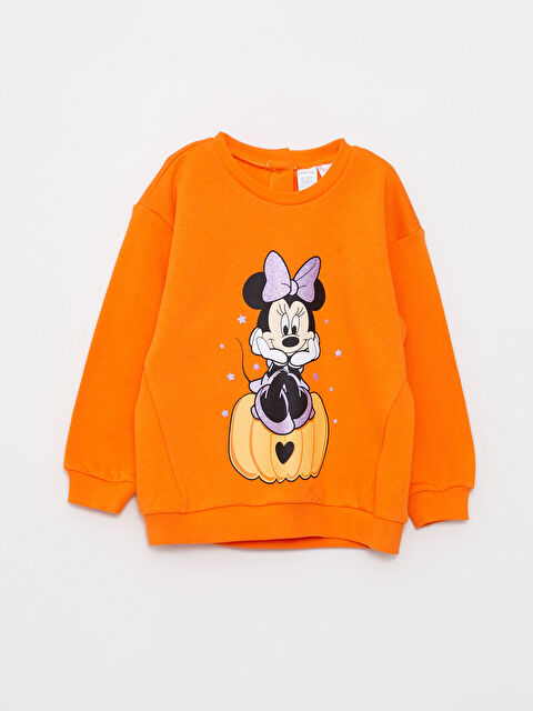 LCW baby Bisiklet Yaka Uzun Kollu Minnie Mouse Baskılı Kız Bebek Sweatshirt - W2AU14Z1-GMN