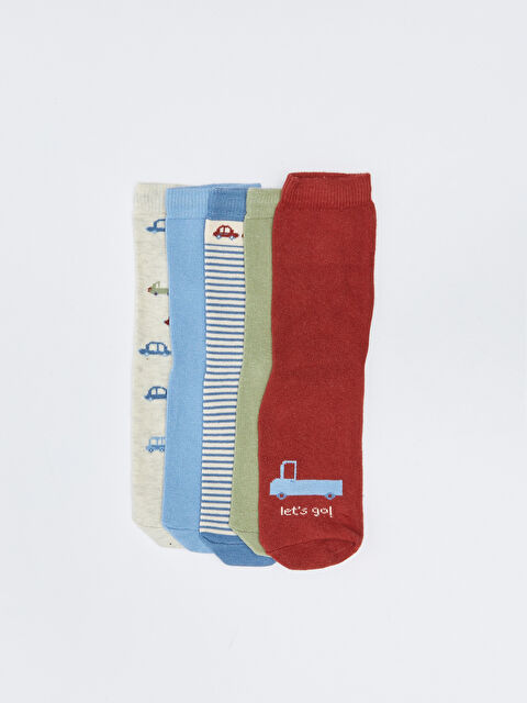 LCW baby Desenli Erkek Bebek Soket Çorap 5'li - W2AV10Z1-CTM