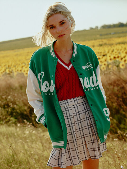 XSIDE Baskılı Uzun Kollu Kadın Kolej Ceket - W2AY34Z8-S1B