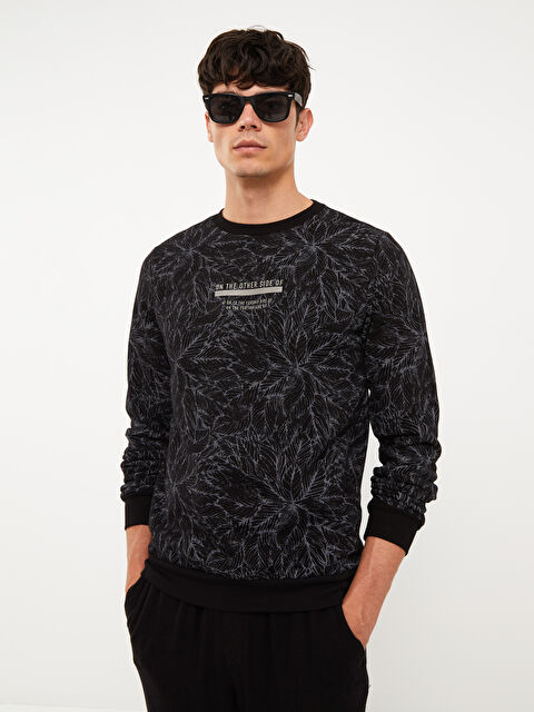 XSIDE Bisiklet Yaka Uzun Kollu Desenli Erkek Sweatshirt - W2BD16Z8-CVL