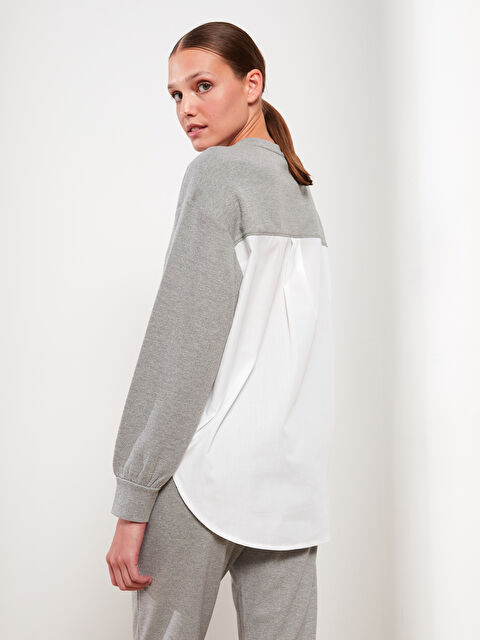 LCW Vision Bisiklet Yaka Düz Uzun Kollu Pike Kadın Sweatshirt - W2BF25Z8-LAL