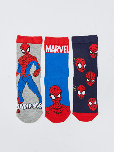 LCW Kids Spider-Man Desenli Erkek Çocuk Soket Çorap 3'lü - W2BH67Z4-K00