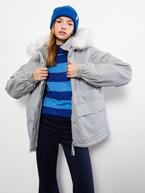 LCW Vision Kadın Kapüşonlu Düz Parka - W2BI38Z8-P7S