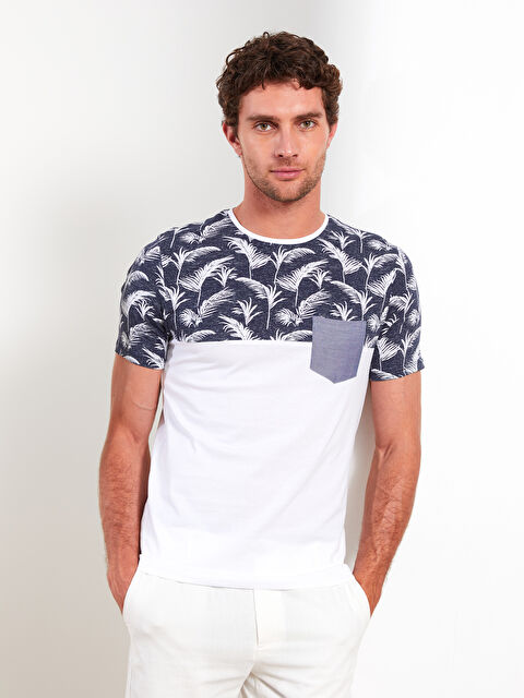 LCW Vision Bisiklet Yaka Kısa Kollu Desenli Penye Erkek Tişört - W2BI59Z8-J2Y