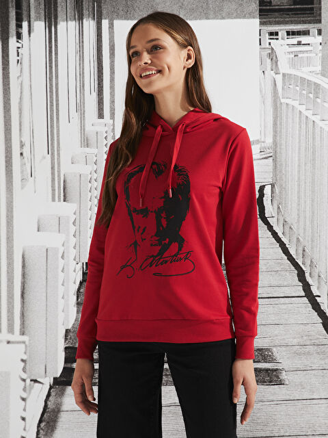 LCW Vision Atatürk Baskılı Uzun Kollu Kadın Hoodie - W2BI64Z8-HPM