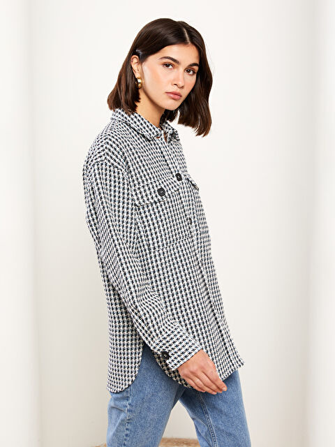 LCW Vision Ekose Uzun Kollu Kadın Gömlek Ceket - W2BL04Z8-LLC