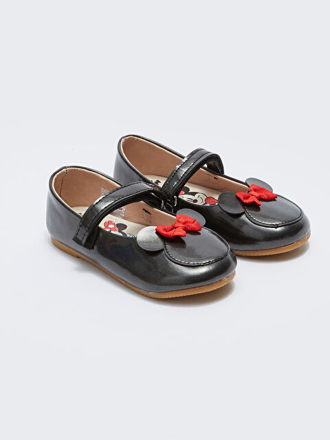 LCW STEPS Deri Görünümlü Minnie Mouse Lisanslı Cırt Cırtlı Kız Bebek Babet - W2BM49Z1-HUC