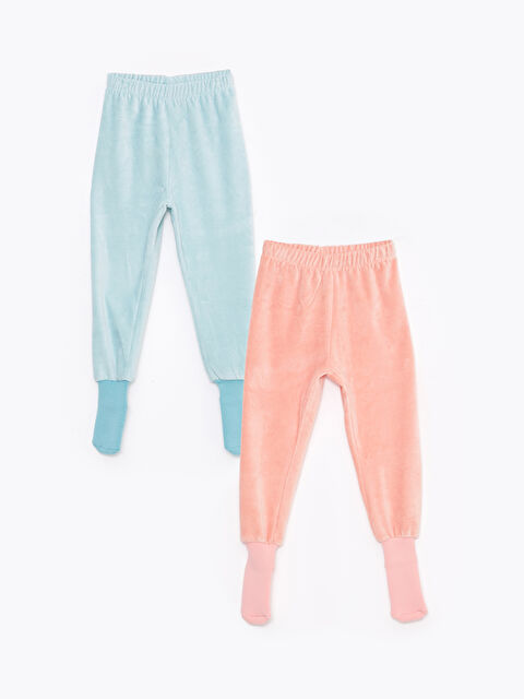 LCW baby Beli Lastikli Kadife Kız Bebek Çoraplı Pijama Alt 2'li - W2BS45Z1-G0S