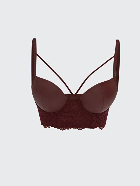 LCW DREAM Balenli Dolgulu Dantel Detaylı Deri Görünümlü Büstiyer - W2BS79Z8-HRW