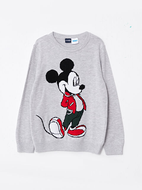 LCW Kids Bisiklet Yaka Mickey Mouse Desenli Uzun Kollu Erkek Çocuk Triko Kazak - W2BU39Z4-LAL