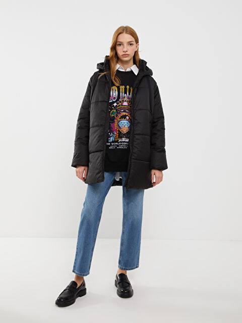 XSIDE Kadın Kapüşonlu Düz Şişme Mont - W2CA86Z8-CVL