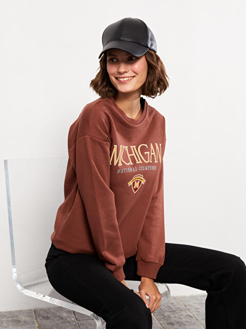 LCW Vision Bisiklet Yaka Baskılı Kadın Kalın Sweatshirt - W2CC83Z8-HFD