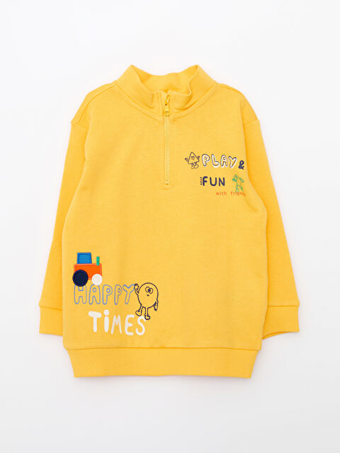 LCW baby Turtle Neck Long Sleeve Printed Baby Boy Sweatshirt - W2CG88Z1-GAU