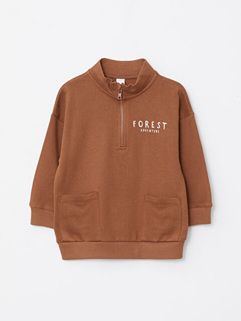 LCW baby Turtle Neck Long Sleeve Printed Baby Boy Sweatshirt - W2CH37Z1-H6U