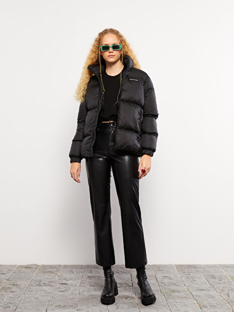 XSIDE Dik Yaka Baskılı Uzun Kollu Kadın Şişme Mont - W2CN87Z8-CVL